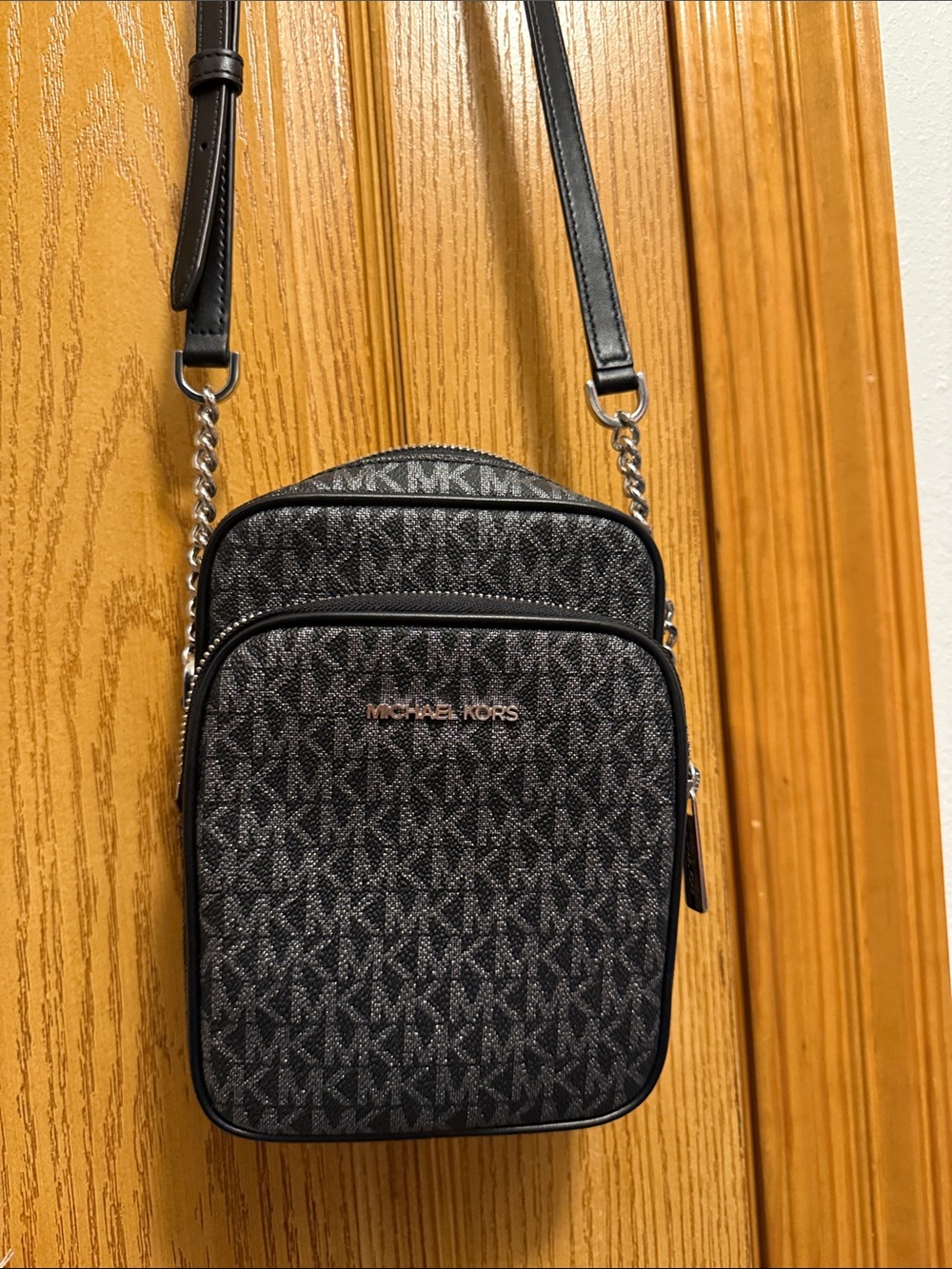 Michael Kors Black Logo Crossbody Belt Bag with Chain Strap